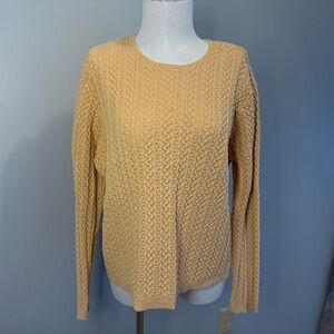 Vintage Butter Yellow Wainscott Fisherman Sweater Crewneck Sweater 100% Cotton